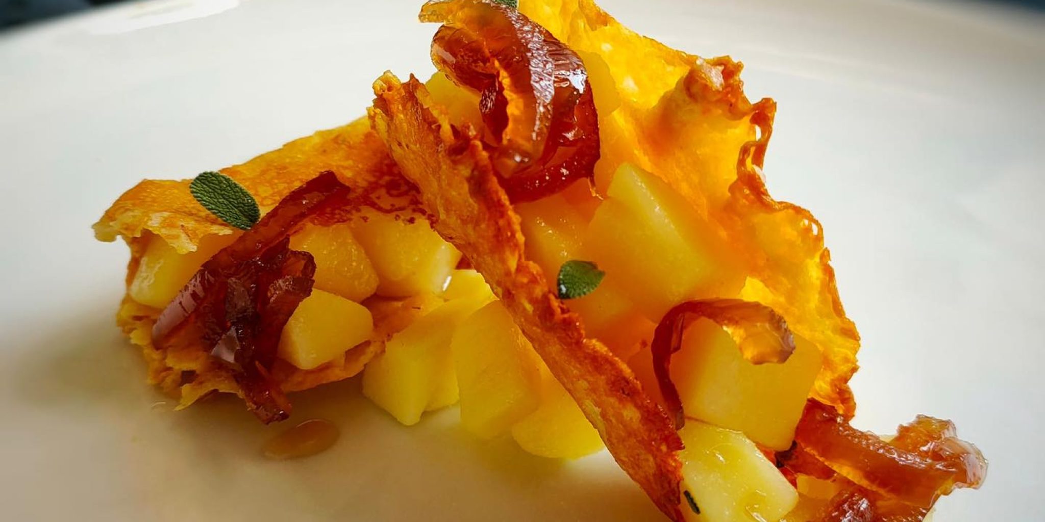 Tacos di pecorino con patate e mostarda di cipolle Leccornie doc